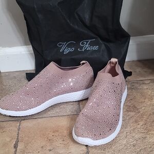 Vigo Fiore Women's Sparkling Pink Knit Sneakers